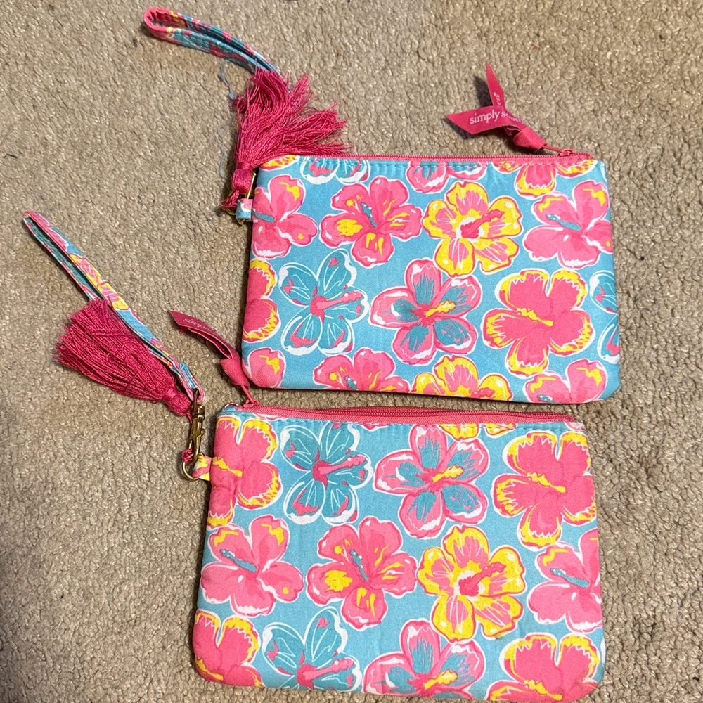 Simply Southern Pink and Blue Floral Pouch